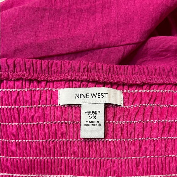 Nine West Fuchsia Mini Dress. 2X. Smocked back. - Picture 7 of 11